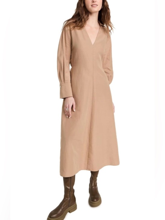 Vince Dresses & Skirts - VINCE Cotton/Linen Chemisier Shaped Collar V-Neck Long Sleeve Dress